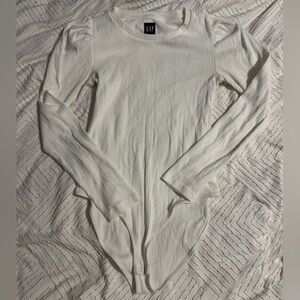 GAP Ivory Ribbed Long Sleeve Bodysuit